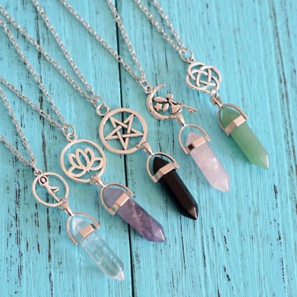 Natural crystal stone quartz necklace